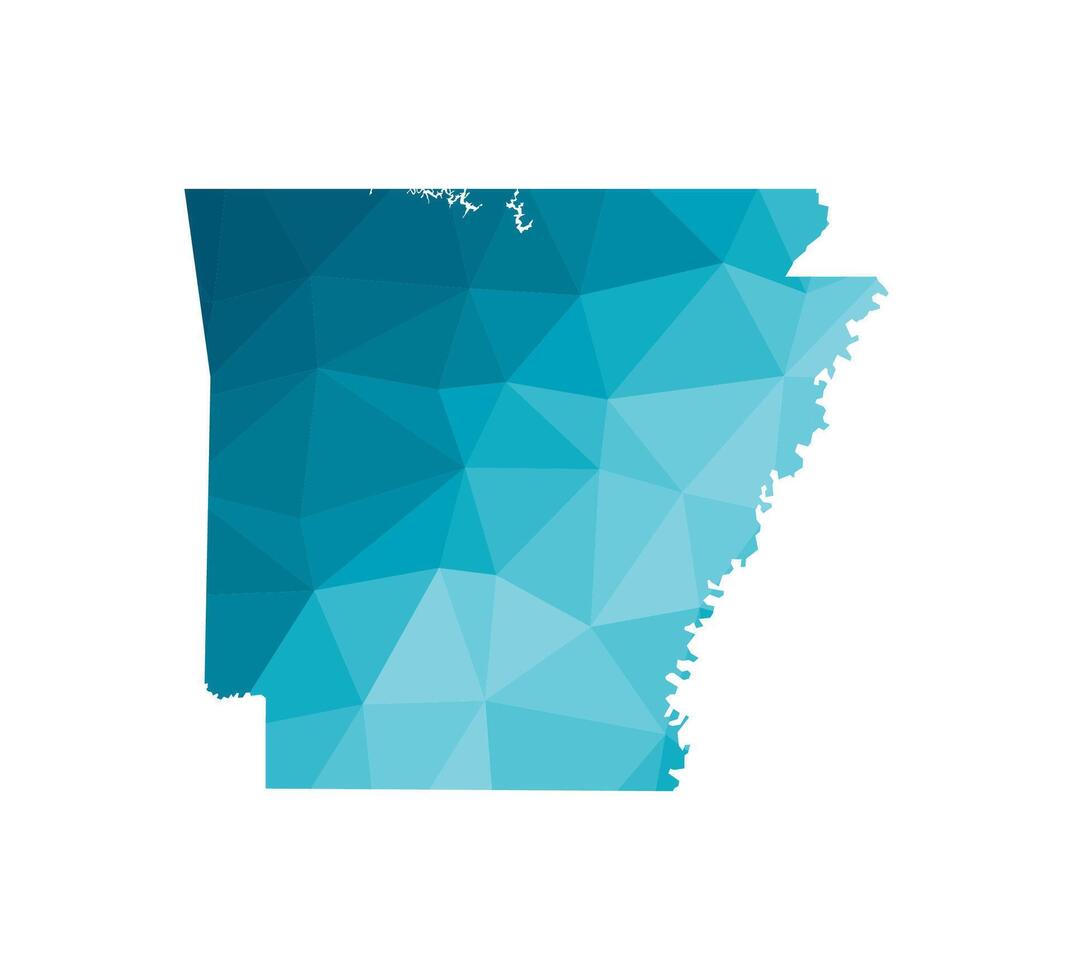 Vector isolated illustration icon with simplified blue silhouette of Arkansas map, state of the USA. Polygonal geometric style. White background.