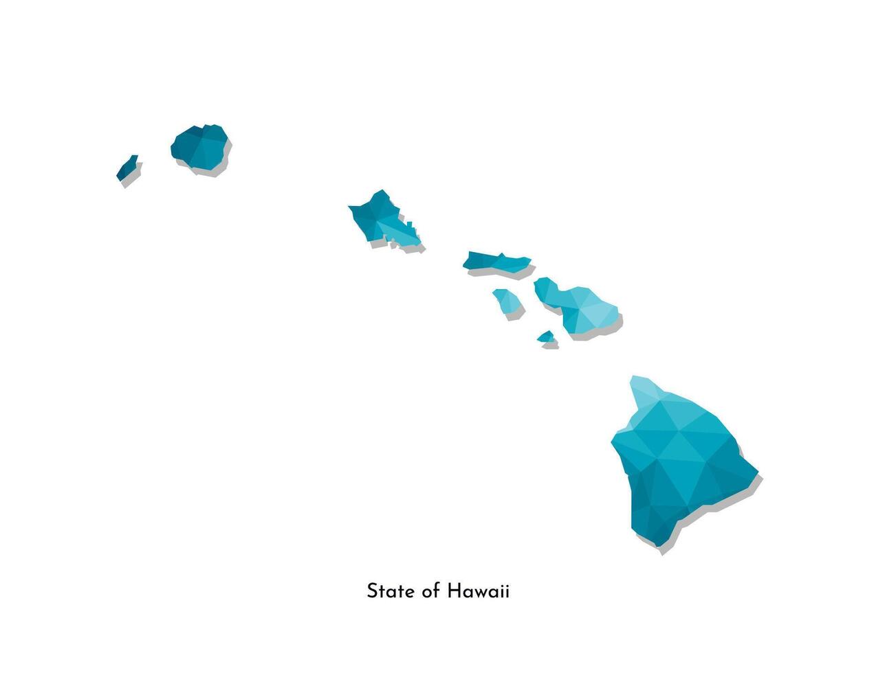 Vector isolated illustration icon with simplified blue map silhouette of State of Hawaii, USA. Polygonal geometric style. White background.