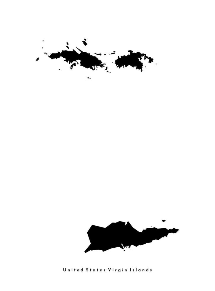 Vector isolated simplified illustration icon with black silhouette of United States Virgin Islands, american map. White background