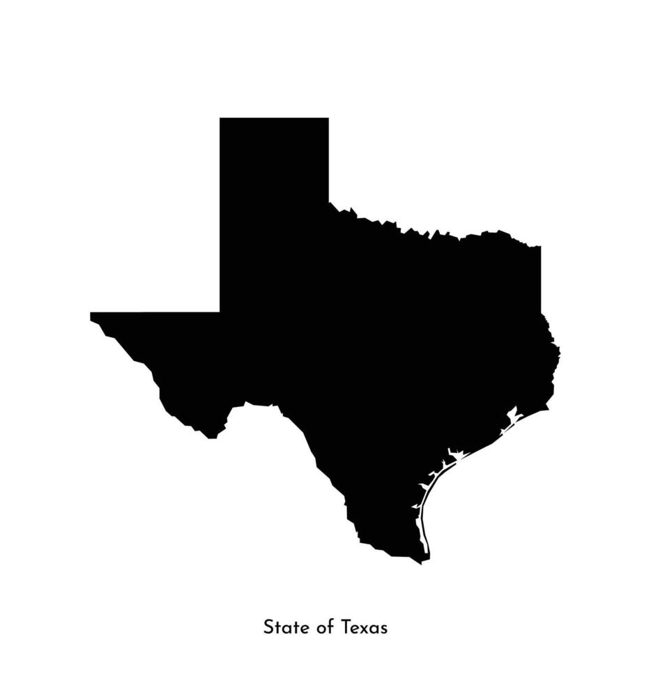 Vector isolated simplified illustration icon with black map silhouette of State of Texas, USA. White background