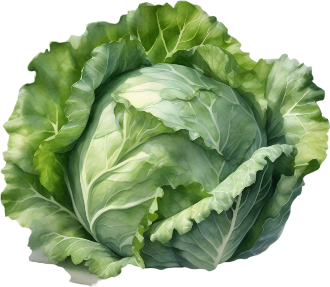 AI generated Watercolor painting of Cabbages plant. png