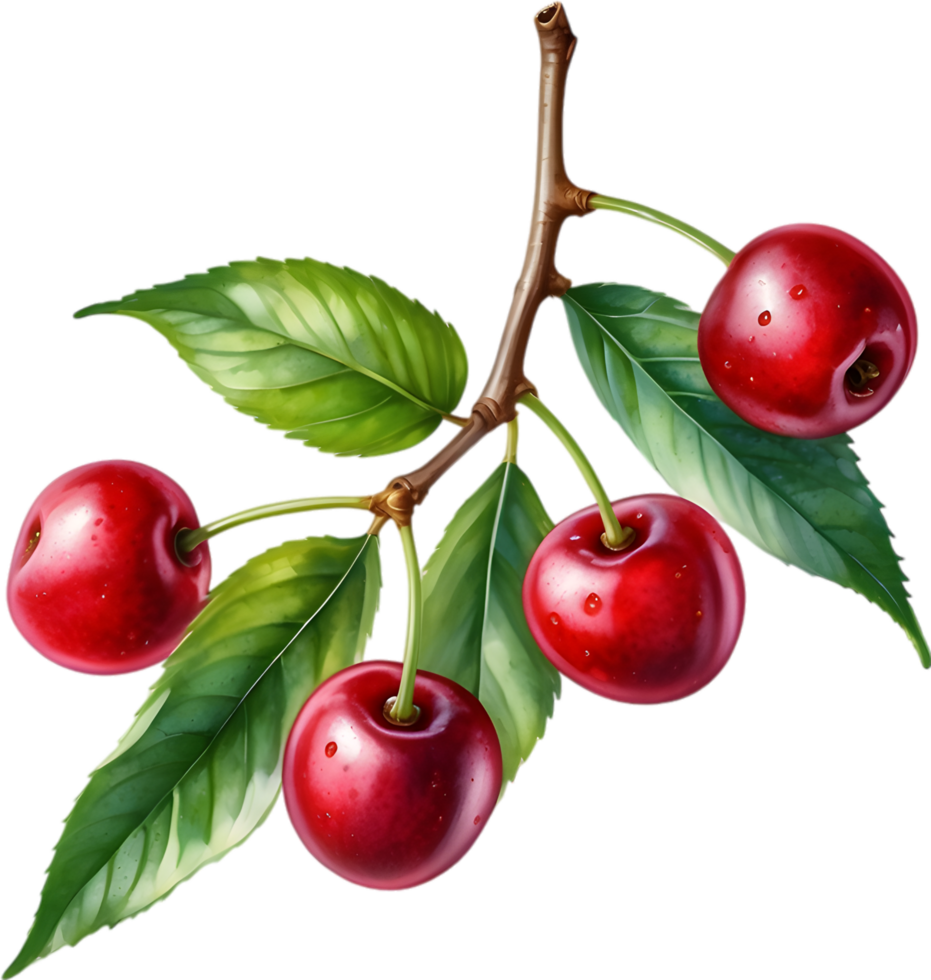 AI generated Close-up painting of cherry berry. png