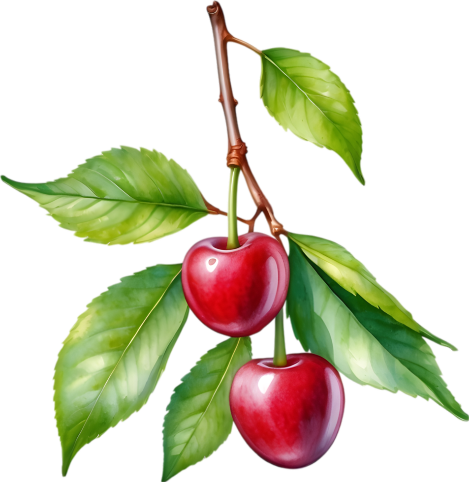 AI generated Close-up painting of cherry berry. png