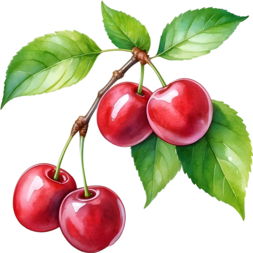 AI generated Close-up painting of cherry berry. png