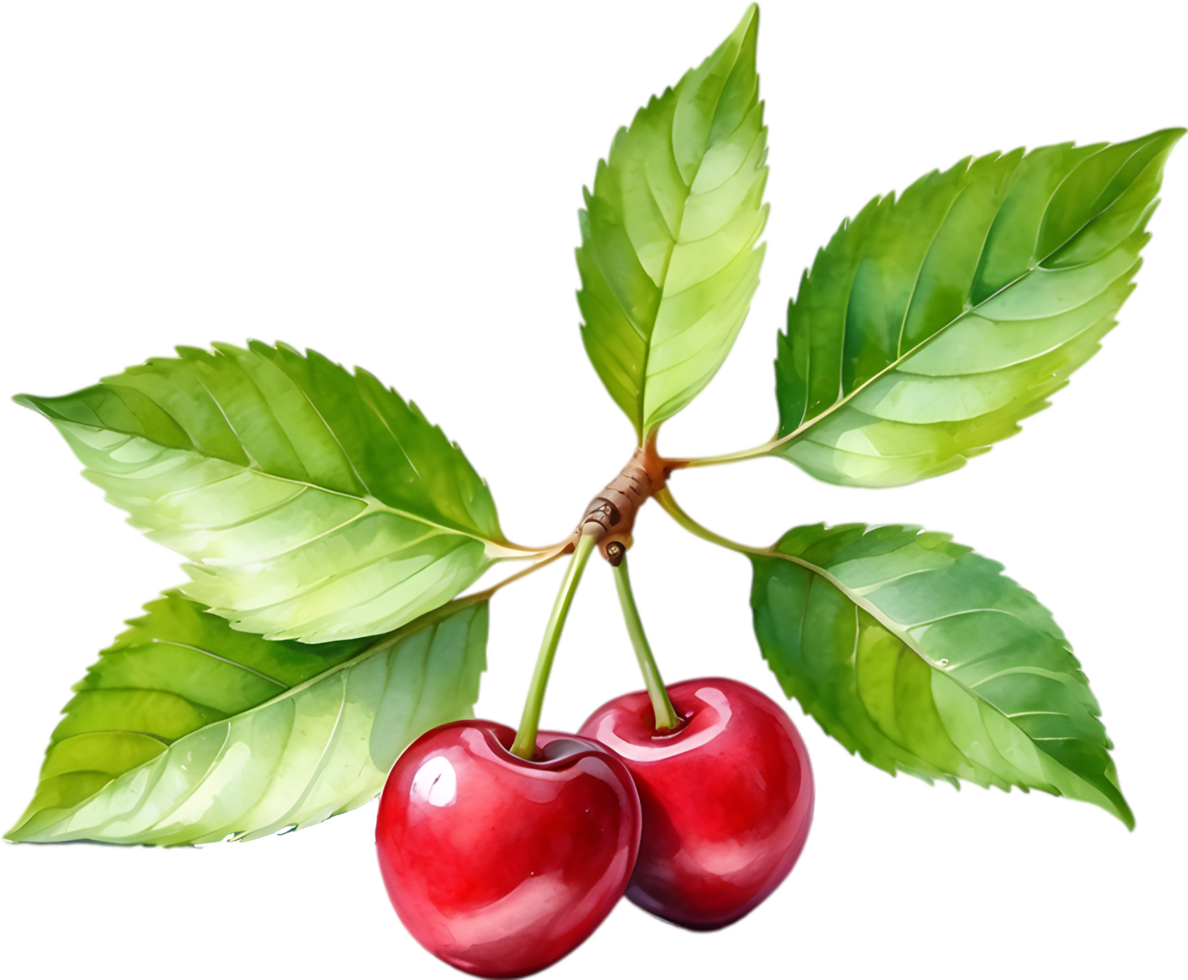 AI generated Closeup painting of cherry berry. 42369280 PNG