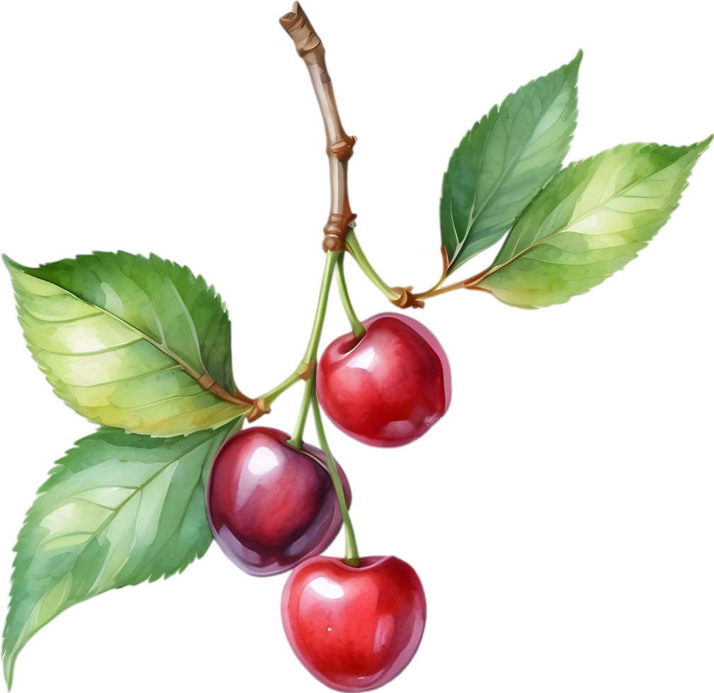 AI generated Close-up painting of cherry berry. png