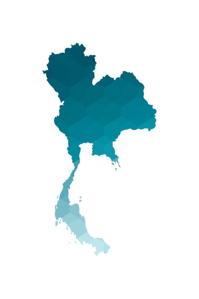 Vector isolated illustration icon with simplified blue silhouette of Thailand, Siam map. Polygonal geometric style. White background.