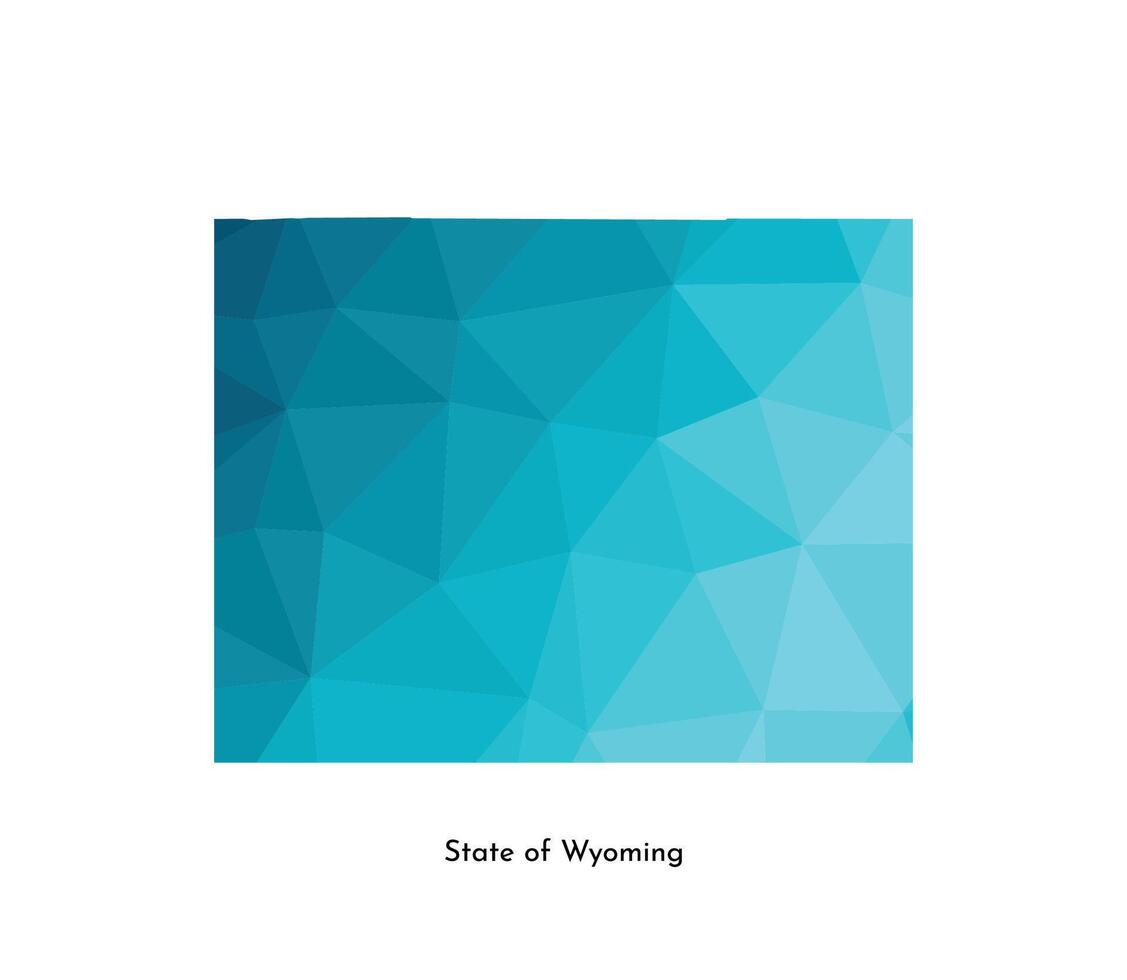 Vector isolated illustration icon with simplified blue map silhouette of State of Wyoming, USA. Polygonal geometric style. White background.