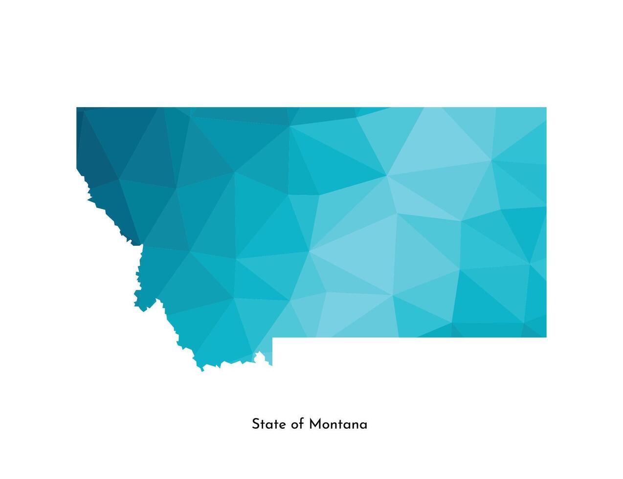Vector isolated illustration icon with simplified blue map silhouette of State of Montana, USA. Polygonal geometric style. White background.