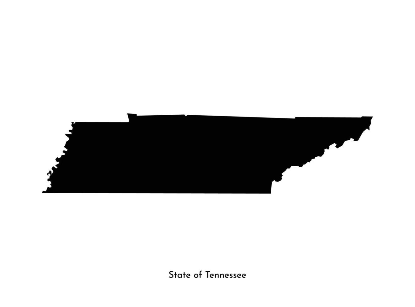 Vector isolated simplified illustration icon with black map silhouette of State of Tennessee, USA. White background