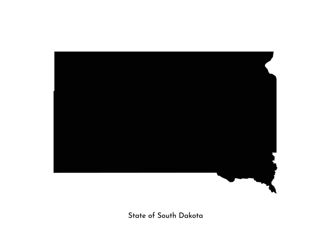 Vector isolated simplified illustration icon with black map silhouette of State of South Dakota, USA. White background