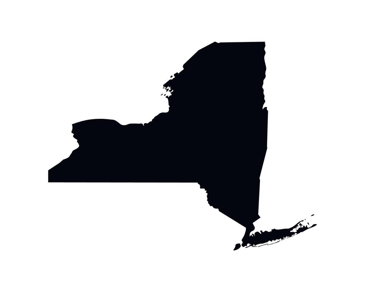 vector aislado simplificado ilustración icono con negro silueta de nuevo York mapa, estado de el EE.UU. blanco antecedentes.