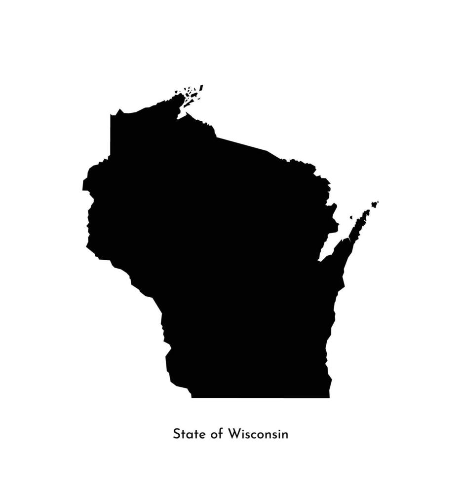 vector aislado simplificado ilustración icono con negro mapa silueta de estado de Wisconsin, EE.UU. blanco antecedentes