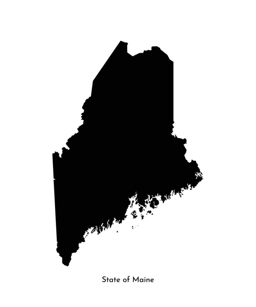 Vector isolated simplified illustration icon with black map silhouette of State of Maine, USA. White background