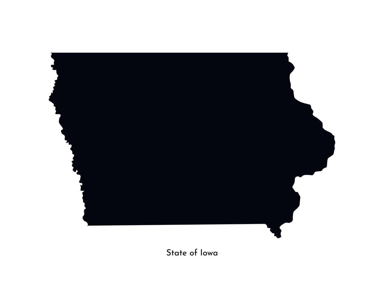 Vector isolated simplified illustration icon with black map silhouette of State of Iowa, USA. White background