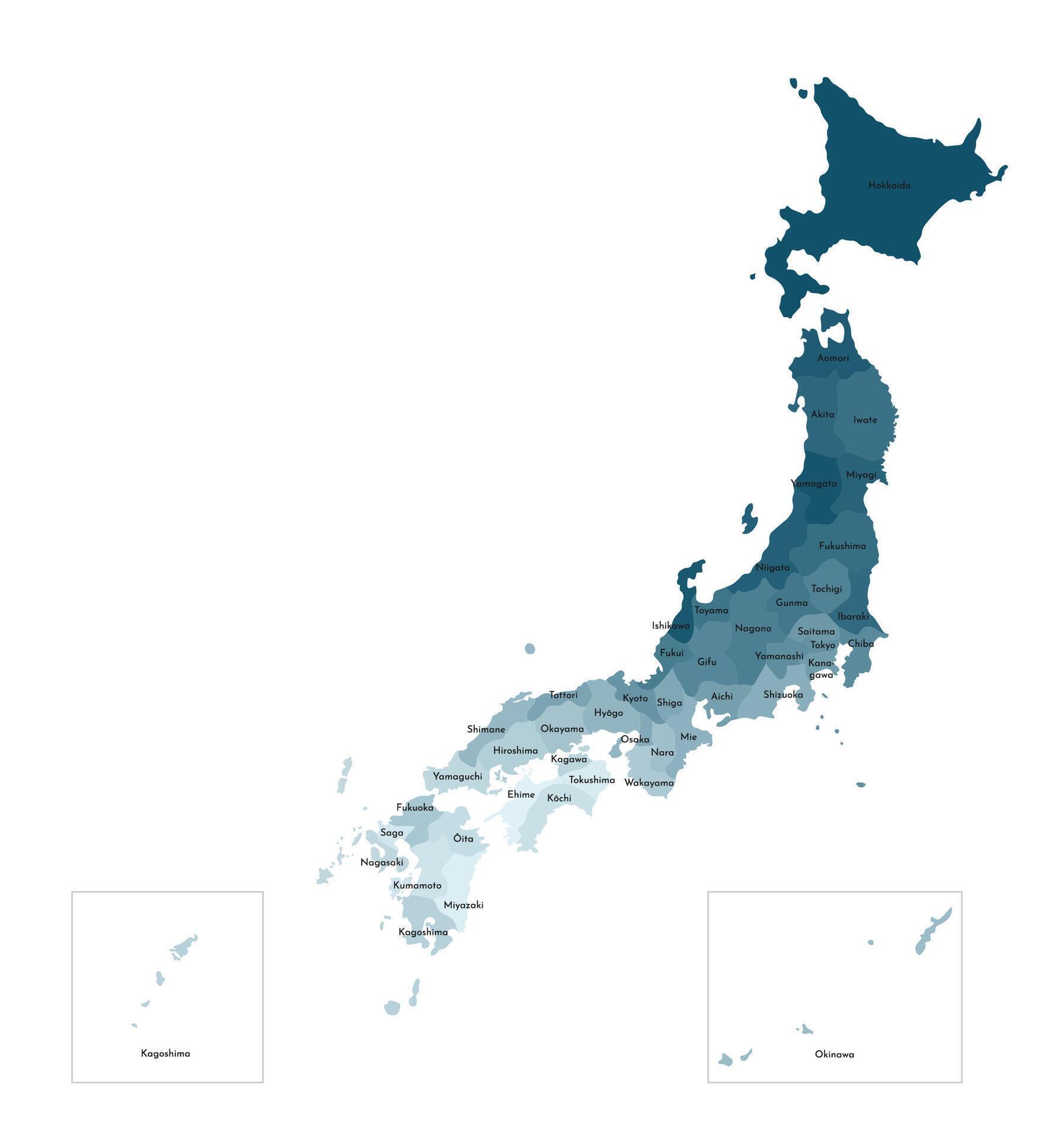 Vector isolated illustration of simplified administrative map of Japan