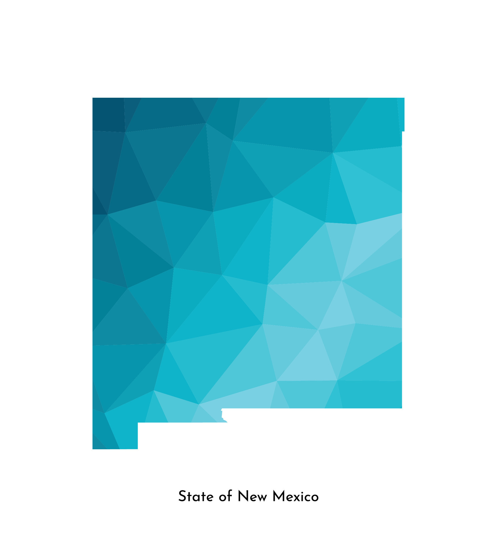 Vector isolated illustration icon with simplified blue map silhouette of State of New Mexico