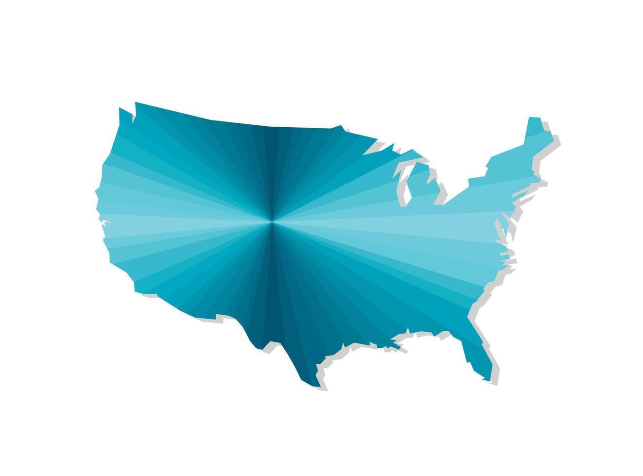 Vector isolated illustration icon with simplified blue silhouette of United States of America, US map. Polygonal geometric style. White background.