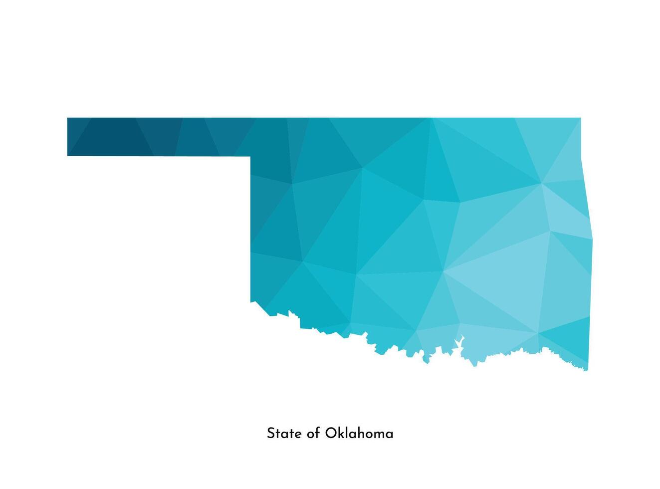 vector aislado ilustración icono con simplificado azul mapa silueta de estado de Oklahoma, EE.UU. poligonal geométrico estilo. blanco antecedentes.