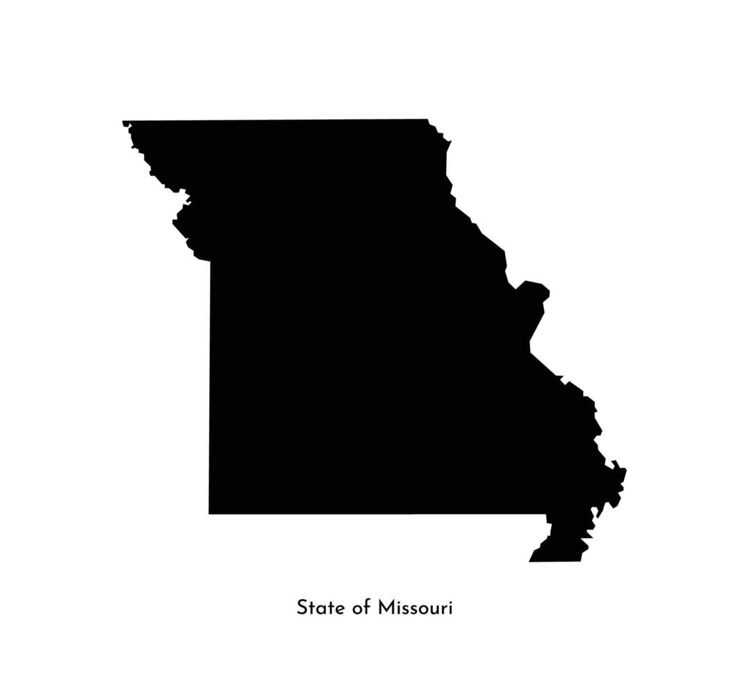 Vector isolated simplified illustration icon with black map silhouette of State of Missouri, USA. White background