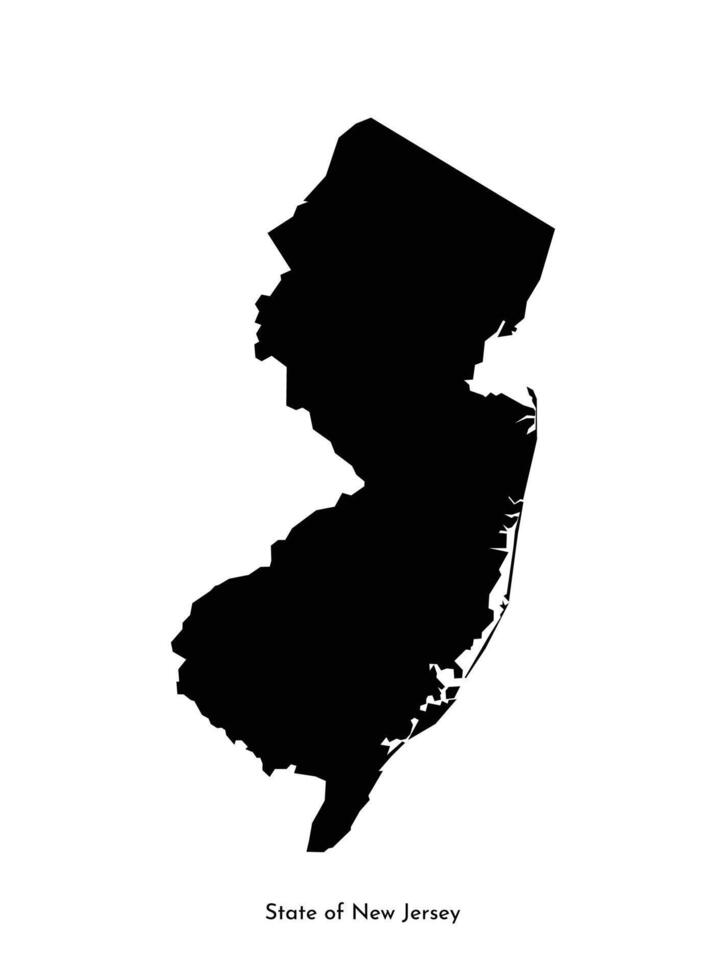 Vector isolated simplified illustration icon with black map silhouette of State of New Jersey, USA. White background