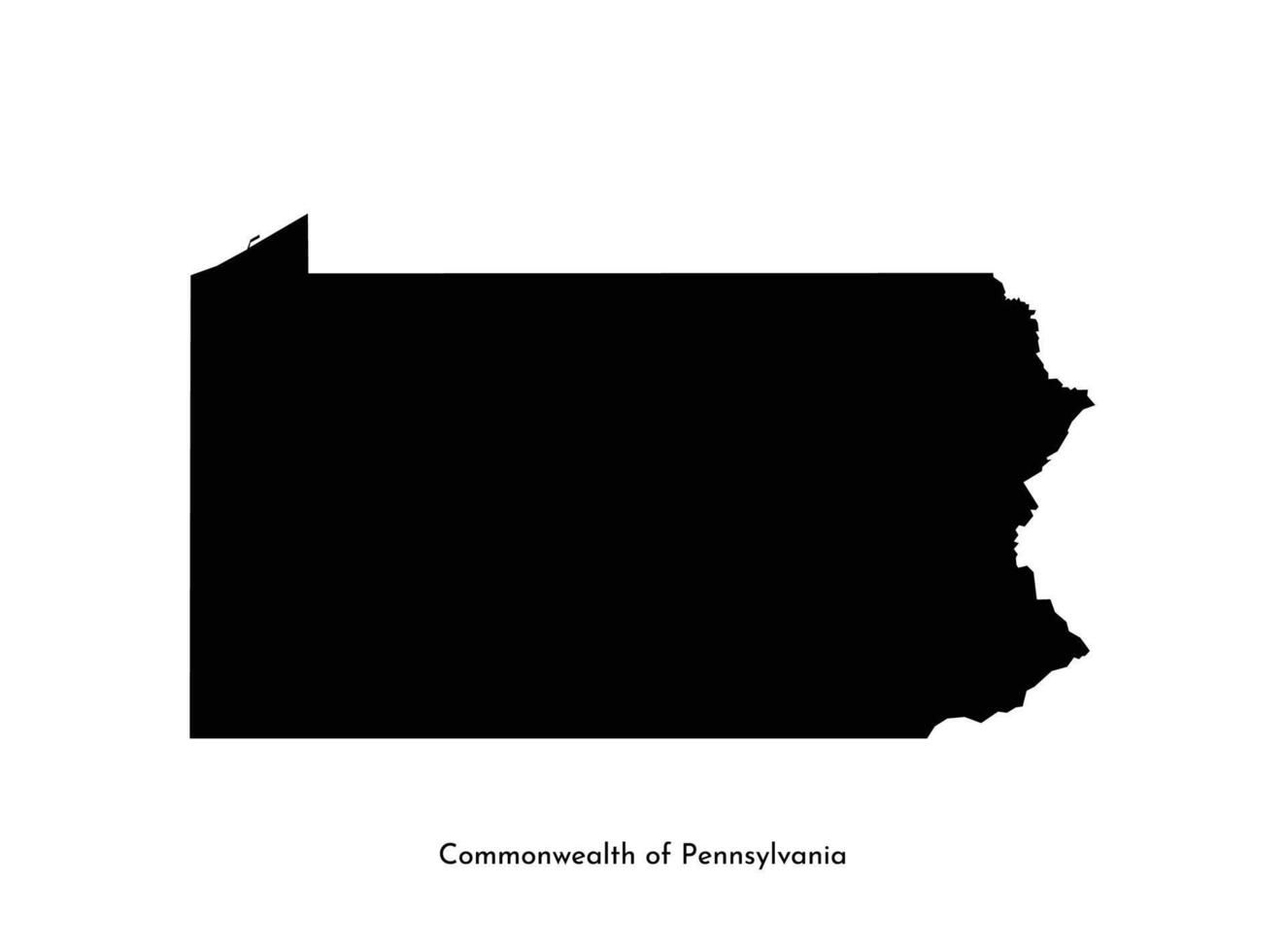Vector isolated simplified illustration icon with black map silhouette of Commonwealth of Pennsylvania, USA. White background