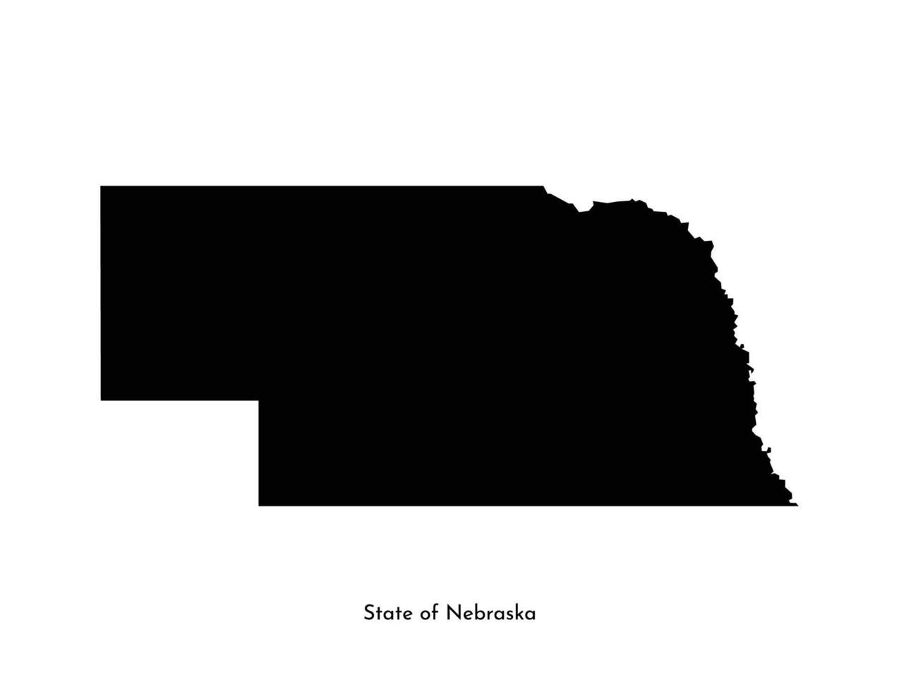 Vector isolated simplified illustration icon with black map silhouette of State of Nebraska, USA. White background