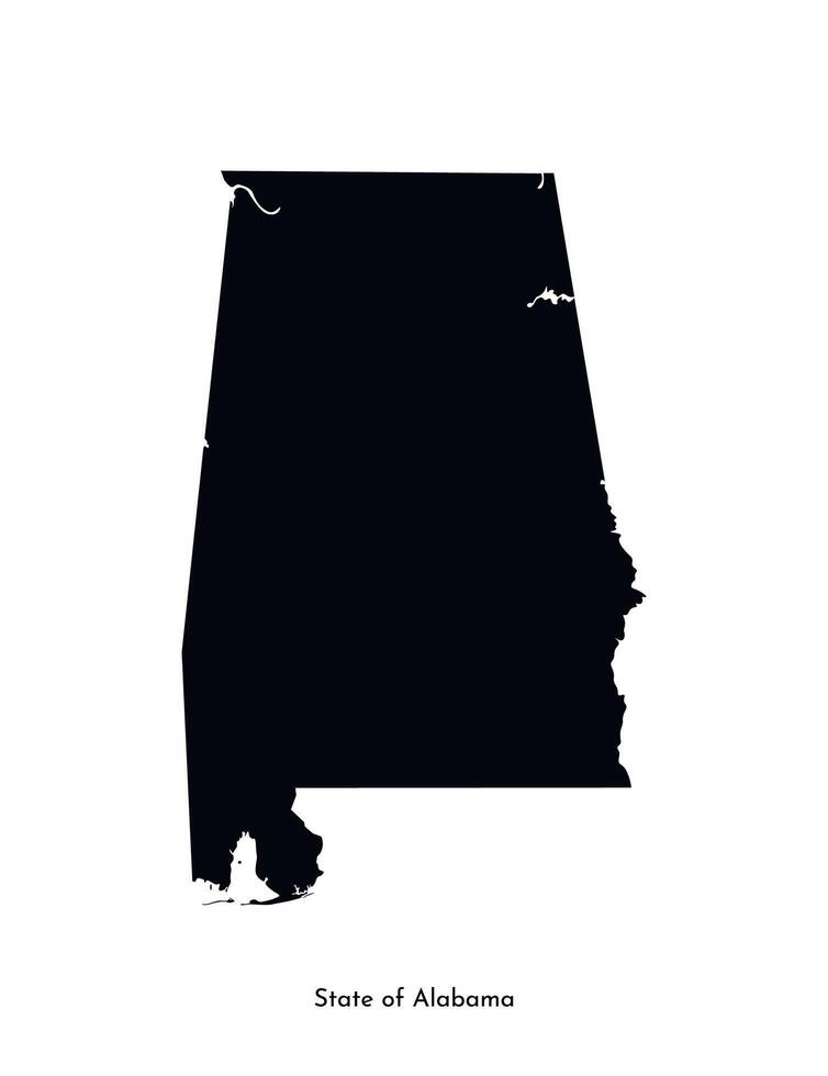 Vector isolated simplified illustration icon with black map's silhouette of State of Alabama, USA. White background