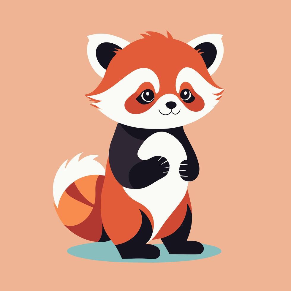 Red panda cartoon illustration clip art vector design