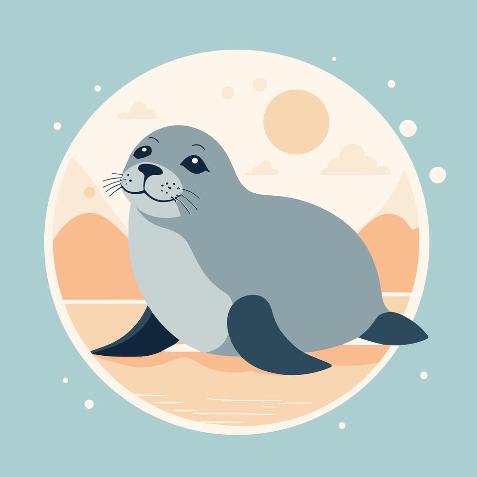 Cartoon seal cute vector illustration