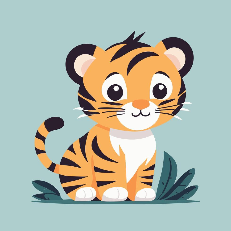 Tigre dibujos animados ilustración acortar Arte vector diseño