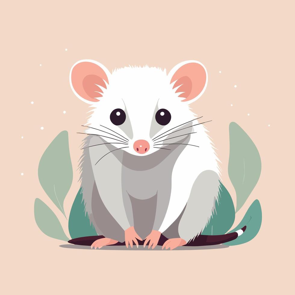 Opossum cartoon illustration clip art vector design