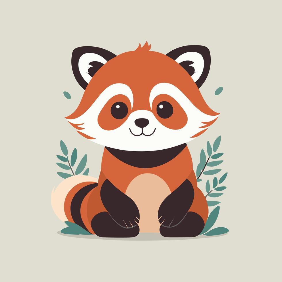 Red panda cartoon illustration clip art vector design