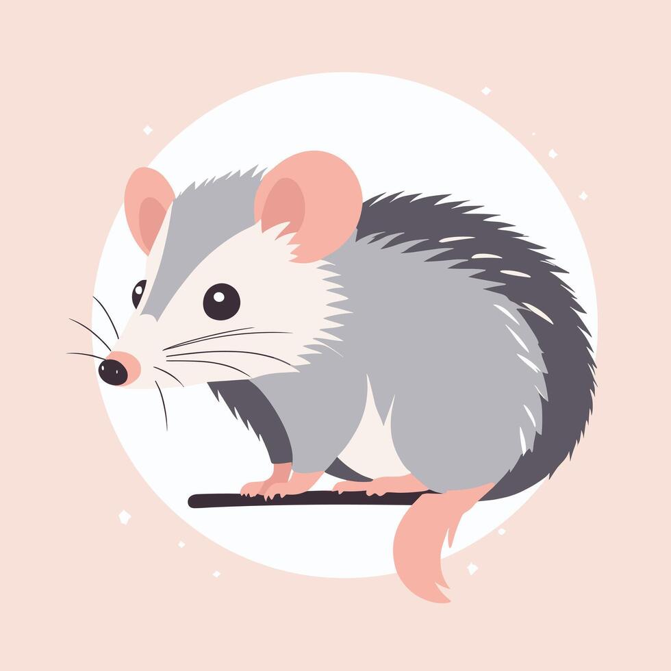 Opossum cartoon illustration clip art vector design