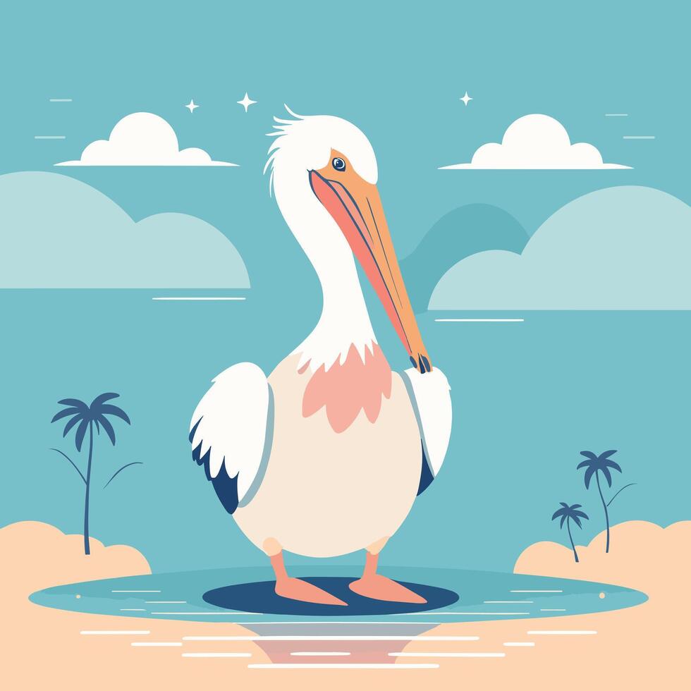 Cartoon pelican illustration vector design clip art drawing