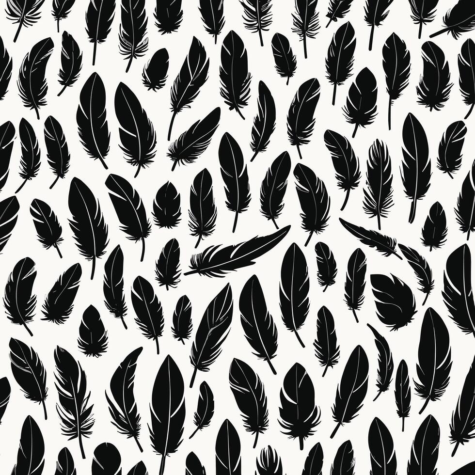 Feather silhouette illustration ink drawing vector art
