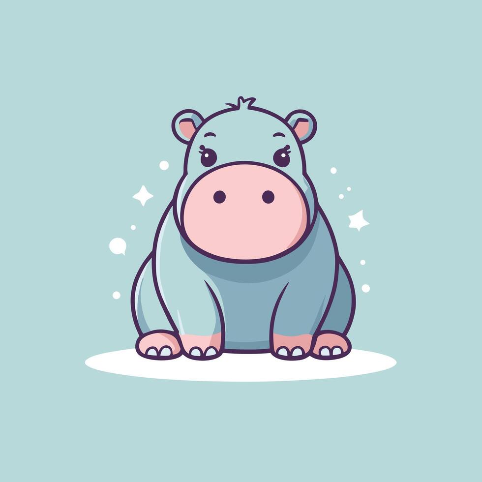 Hippo cartoon illustration clip art vector design