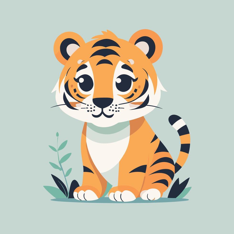 Tiger cartoon illustration clip art vector design