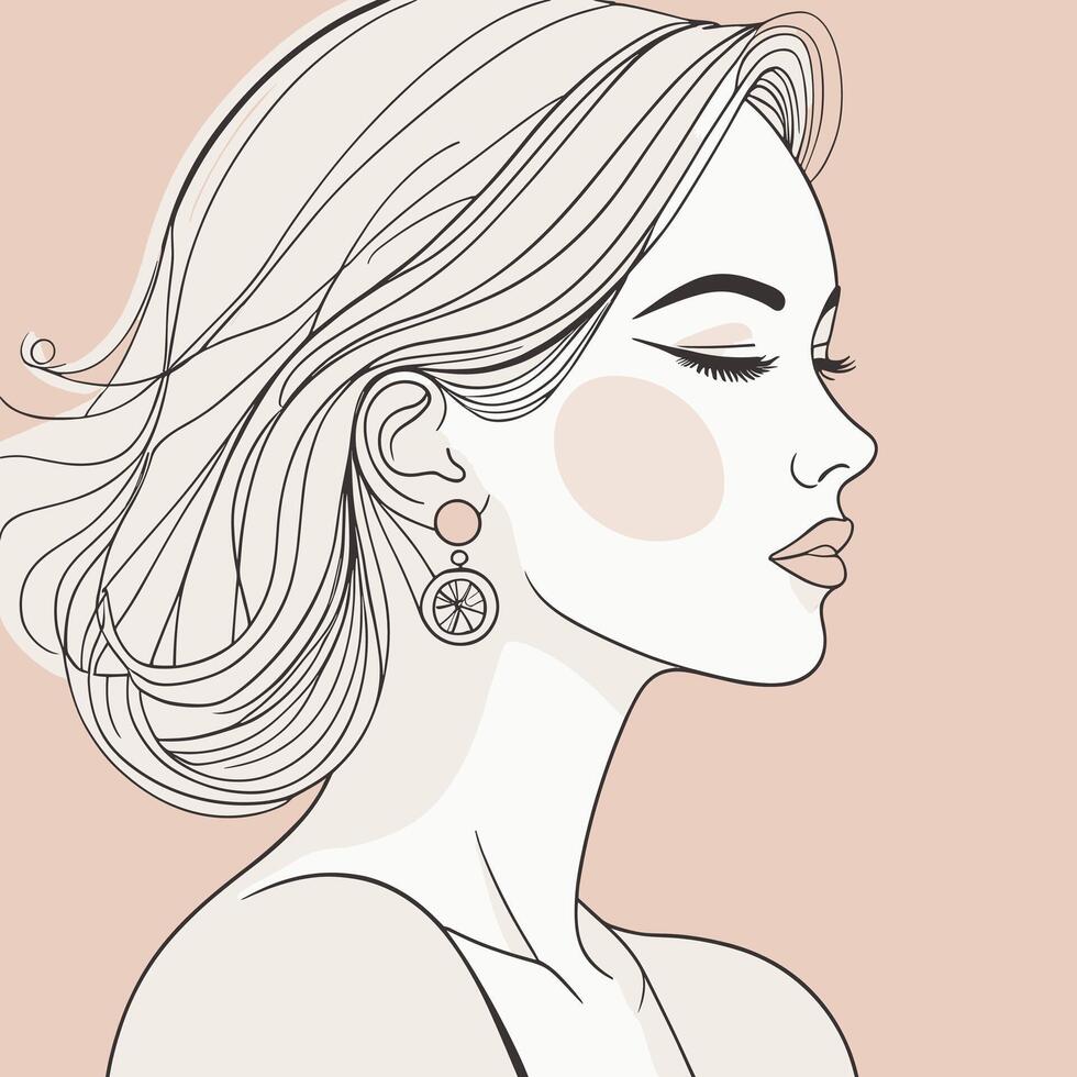 Woman line art portrait illustration vector design