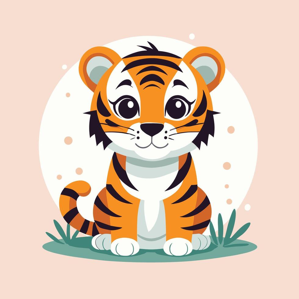 Tiger cartoon illustration clip art vector design