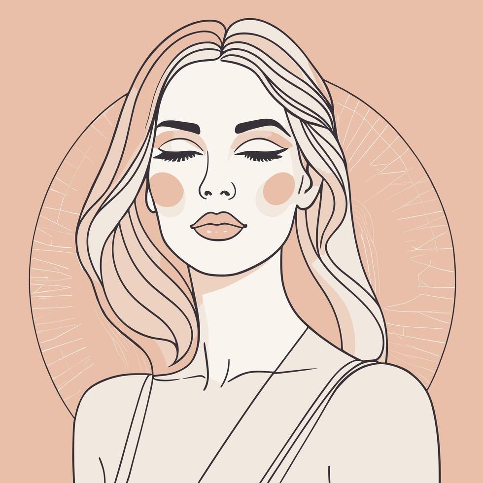 Woman line art portrait illustration vector design