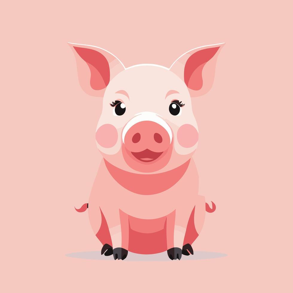Pig cartoon illustration clip art vector design