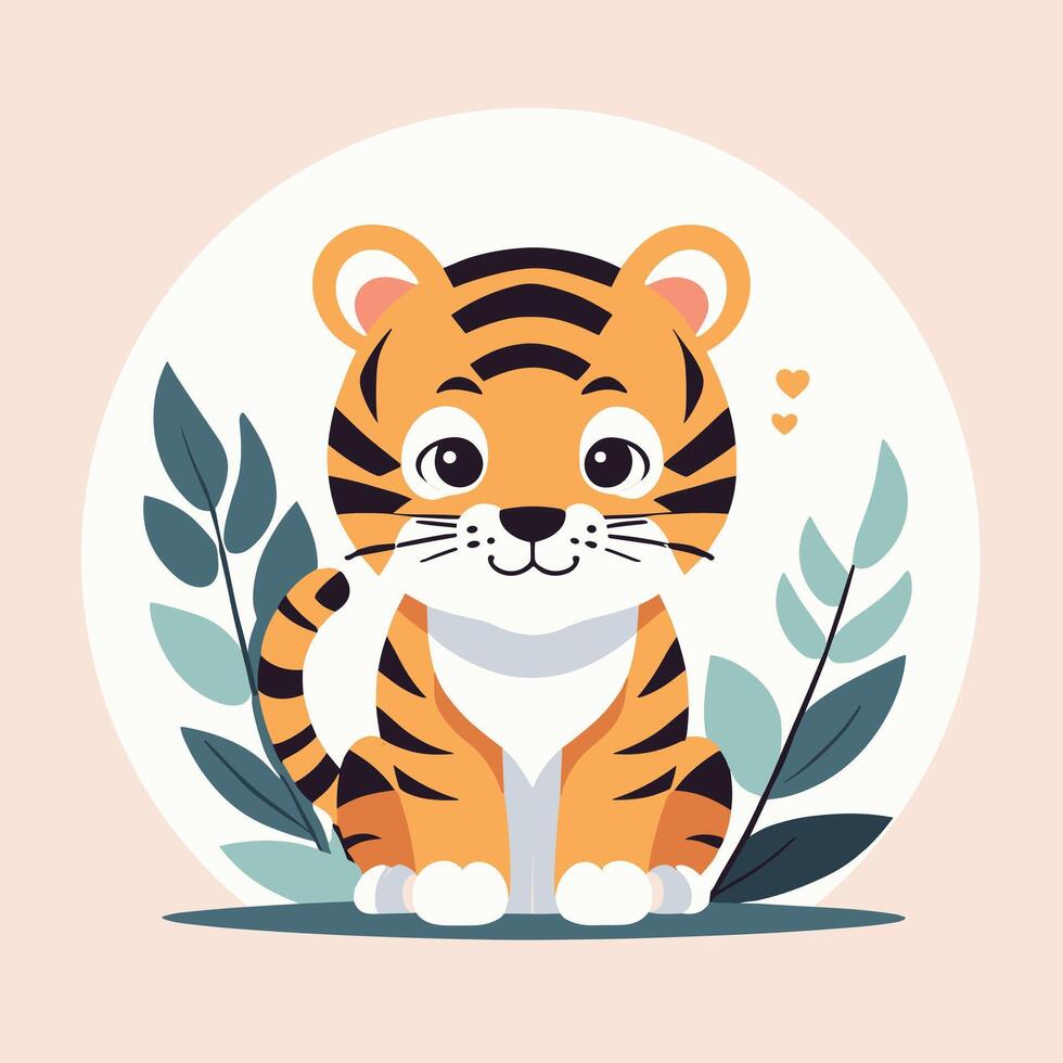 Tigre dibujos animados ilustración acortar Arte vector diseño