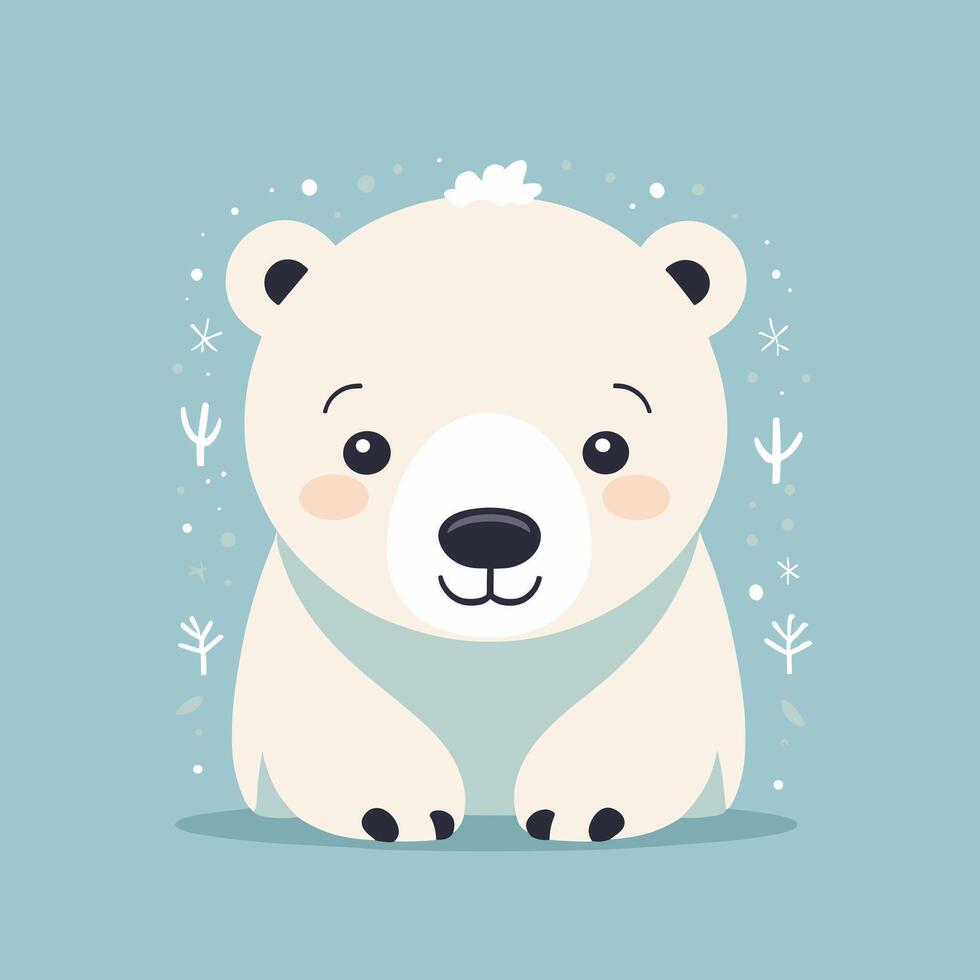 Polar bear cartoon illustration clip art vector design