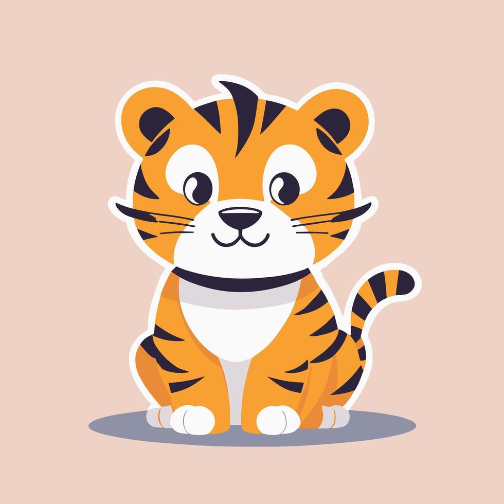 Tigre dibujos animados ilustración acortar Arte vector diseño