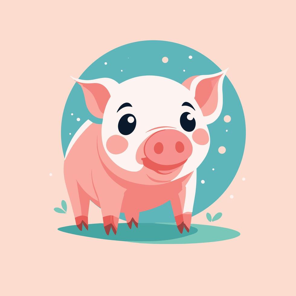 Pig cartoon illustration clip art vector design