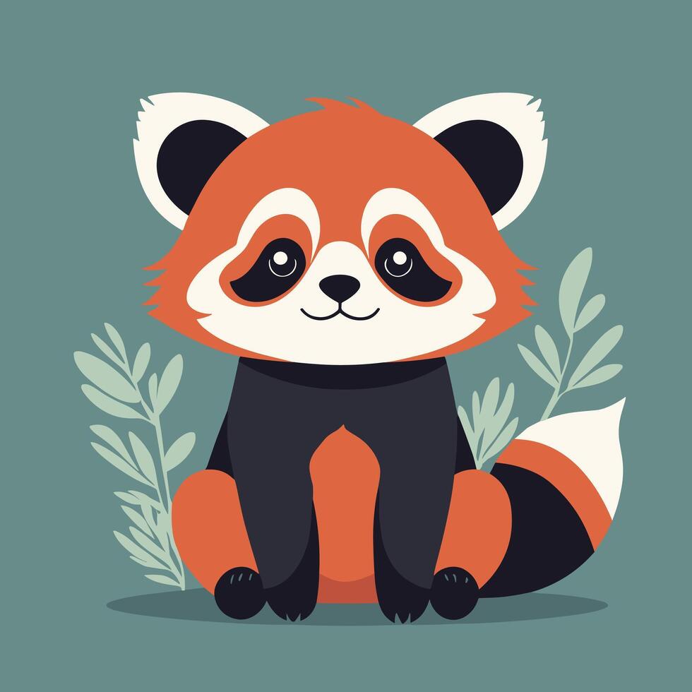 Red panda cartoon illustration clip art vector design