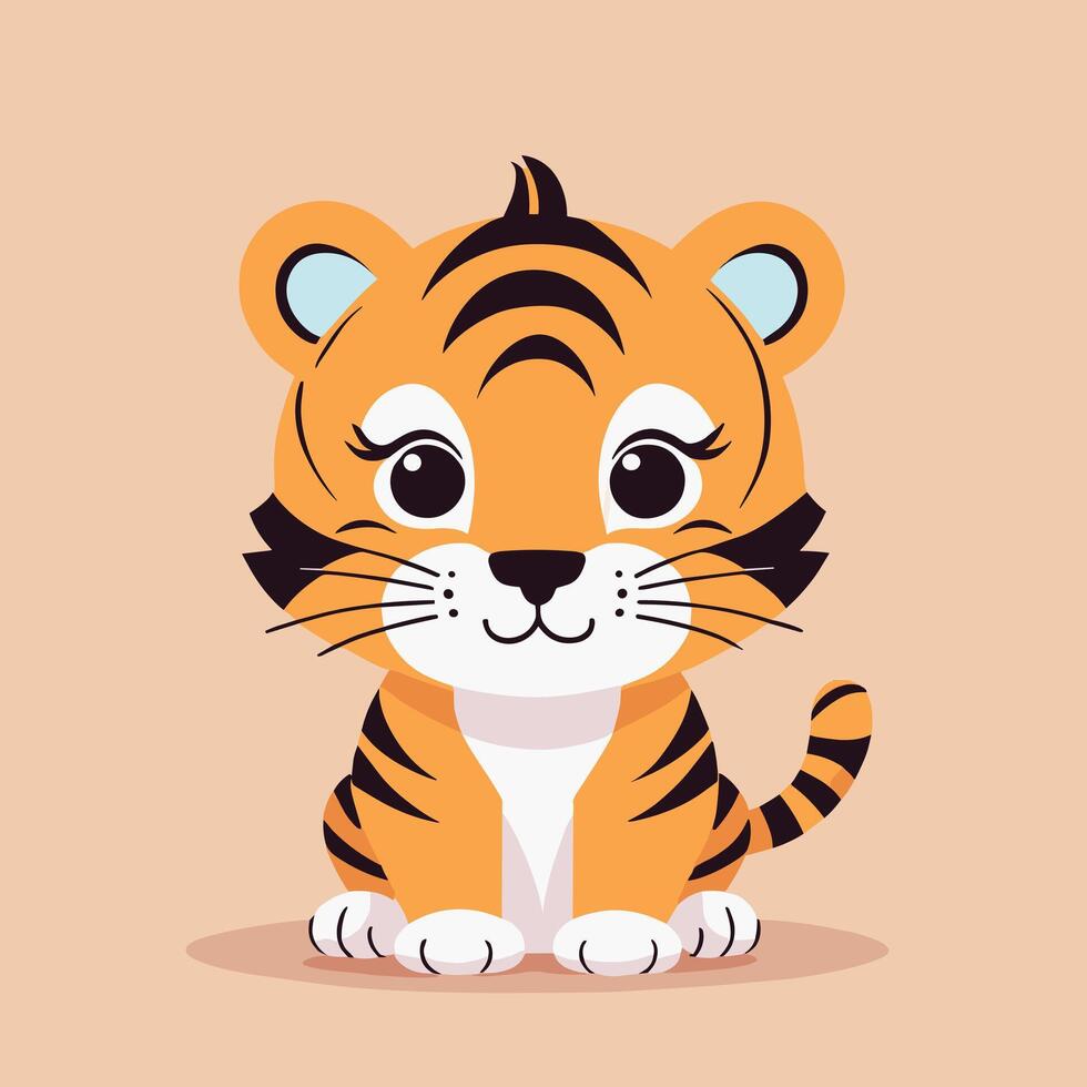 Tiger cartoon illustration clip art vector design