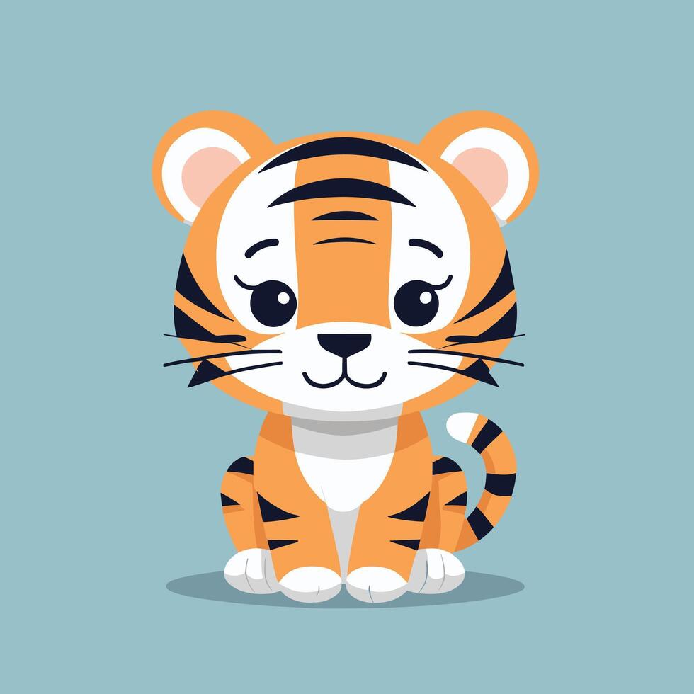 Tigre dibujos animados ilustración acortar Arte vector diseño