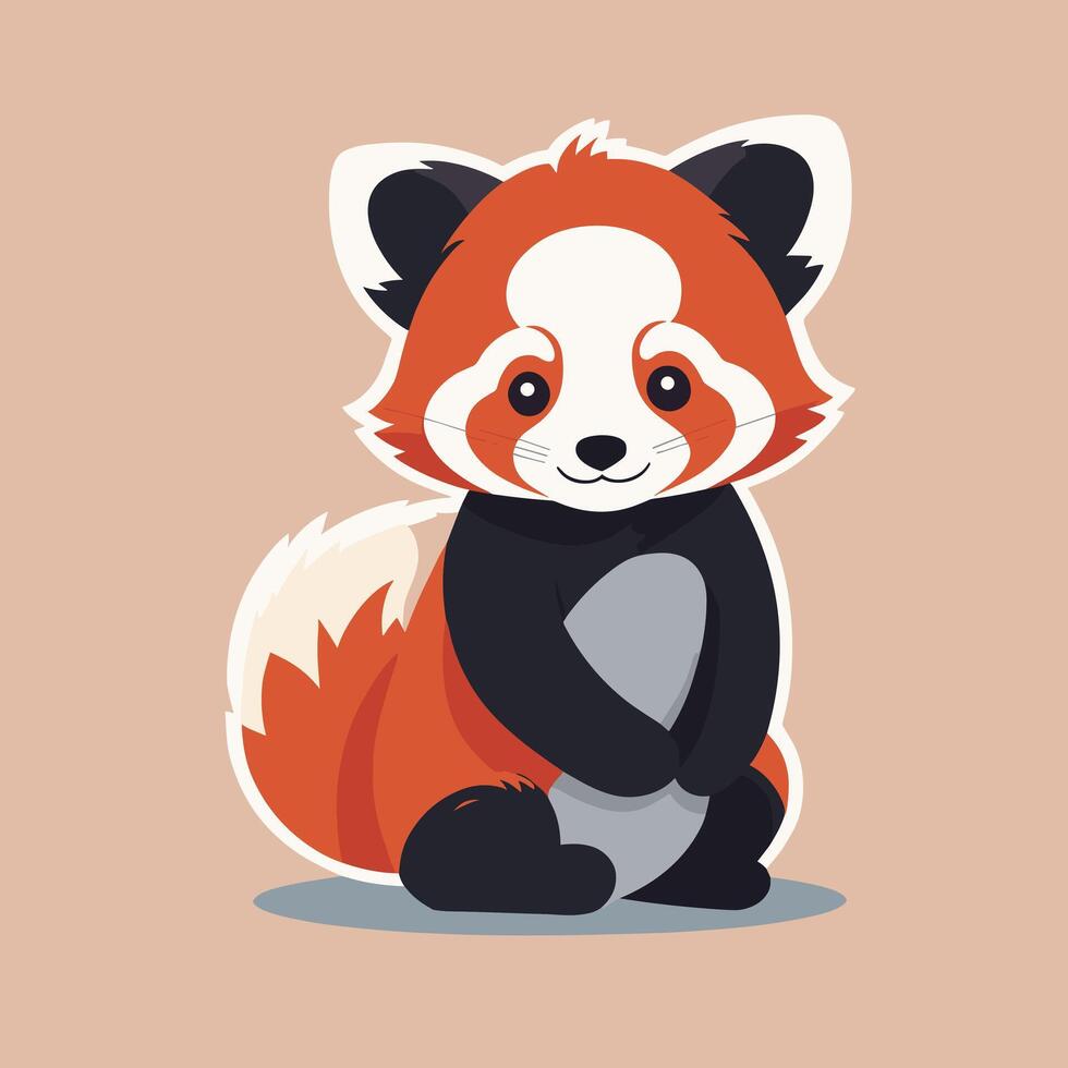 Red panda cartoon illustration clip art vector design